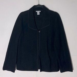Deane & White Black Wool One Button Cardigan M Boho Goth Twee